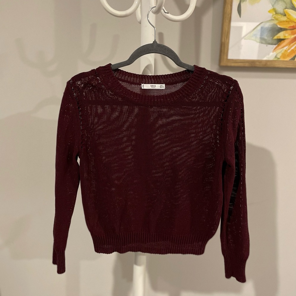 MANGO burgundy knitted sweater